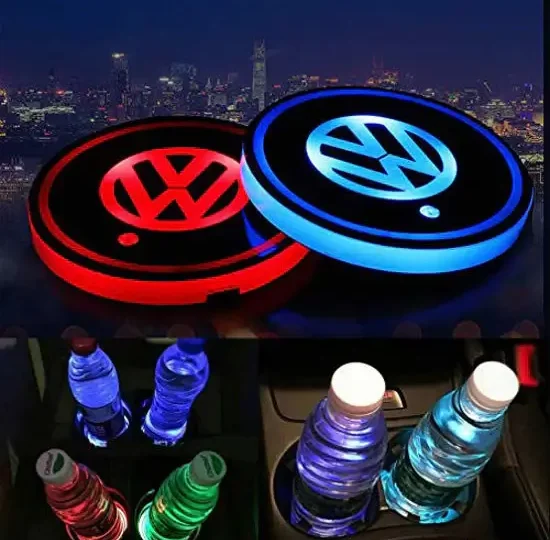إضاءة داخلية LED لحامل الأكواب مع شعار سيارتك T